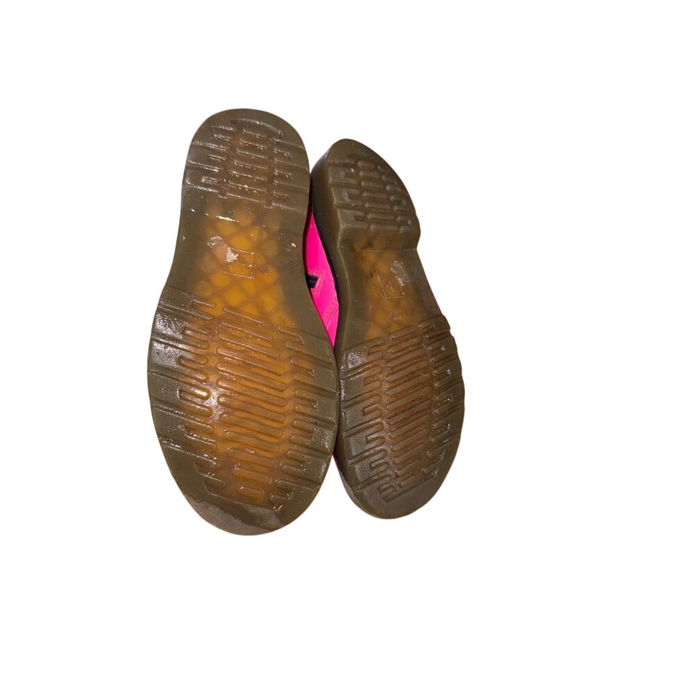Dr. Martens Delaney Barbie Hot Pink Leather Kids Boots Size 4 With Zipper Laces - Picture 11 of 14